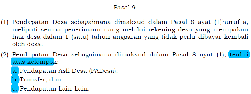 Permendagri 113 pasal 9