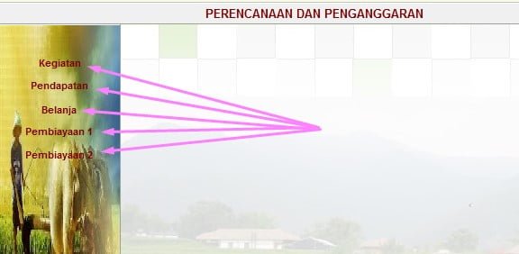 Menu Isian Data Anggaran