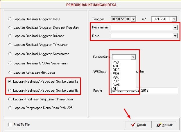 Laporan Realisasi per sumberdana