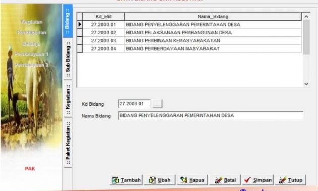 kegiatan di siskeudes 2.0