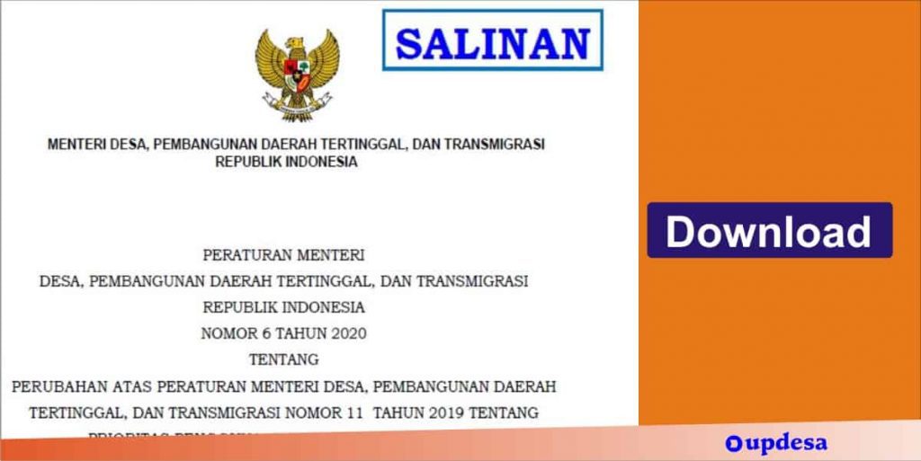 permendesa pdtt no 6 tahun 2020