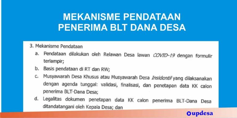 mekanisme pendataan penerima blt dana desa