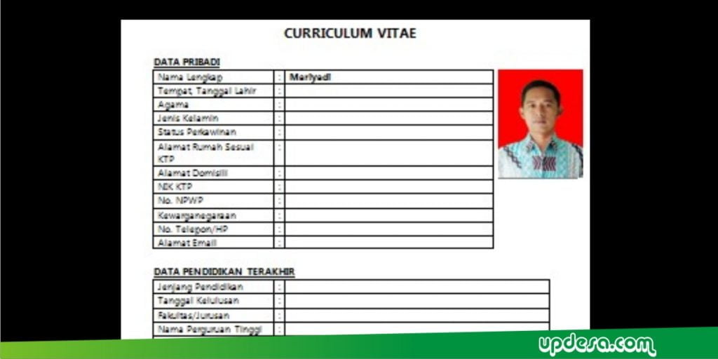 Contoh CV dan Surat Pernyataan Pendamping Desa