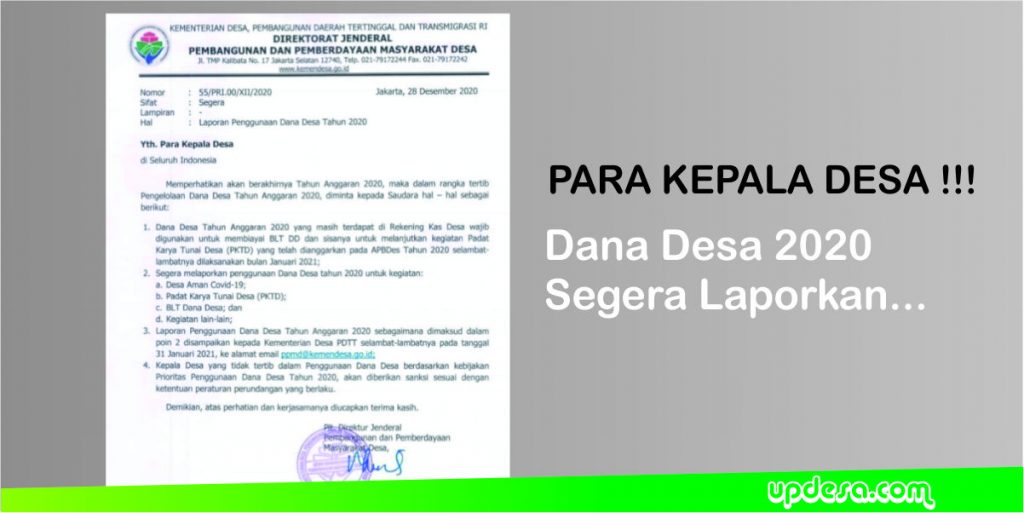Surat Edaran Dirjen PPMD Nomor 55/PRI.00/XII/2020