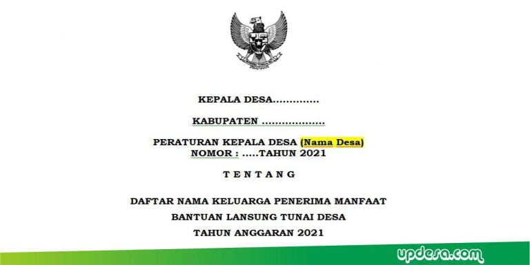 Perkades BLT Dana Desa Tahun 2021