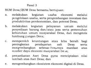 Tujuan BUM Desa Menurut PP Nomor 11 Tahun 2021 - Updesa