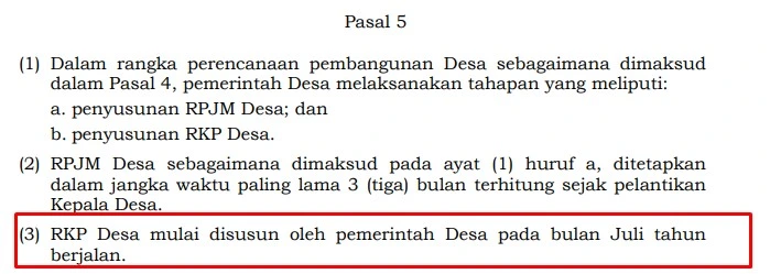 Pasal 5 ayat 4 Permendagri Nomor 114 Tahun 2014