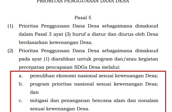 prioritas penggunaan dana desa tahun 2022