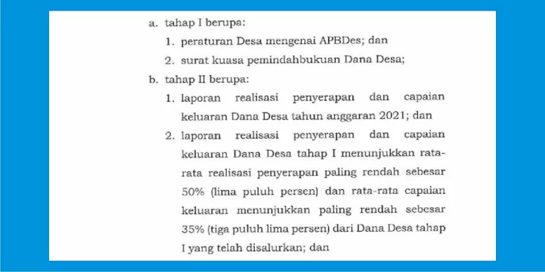 syarat penyaluran dana desa 2022