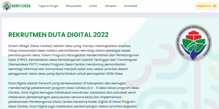 rekrutmen duta digital 2022 kemendesa