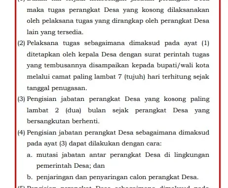 kekosongan perangkat desa