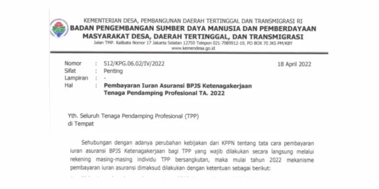 Iuran BPJS Ketenagakerjaan Pendamping Desa