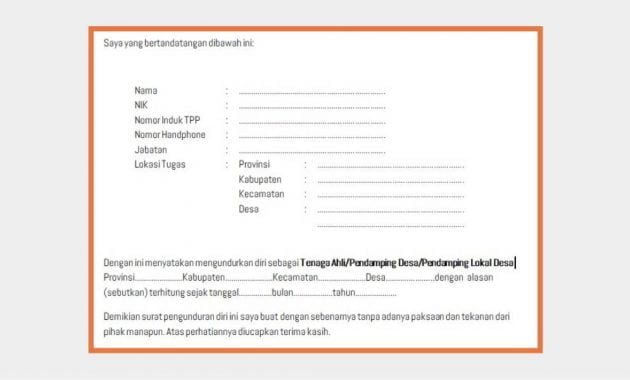Surat Pengunduran Diri Pendamping Desa