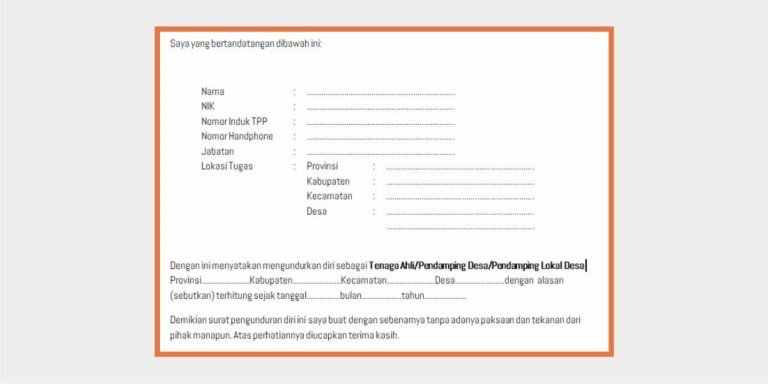 Surat Pengunduran Diri Pendamping Desa