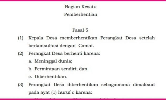 tata cara pemberhentian perangkat desa