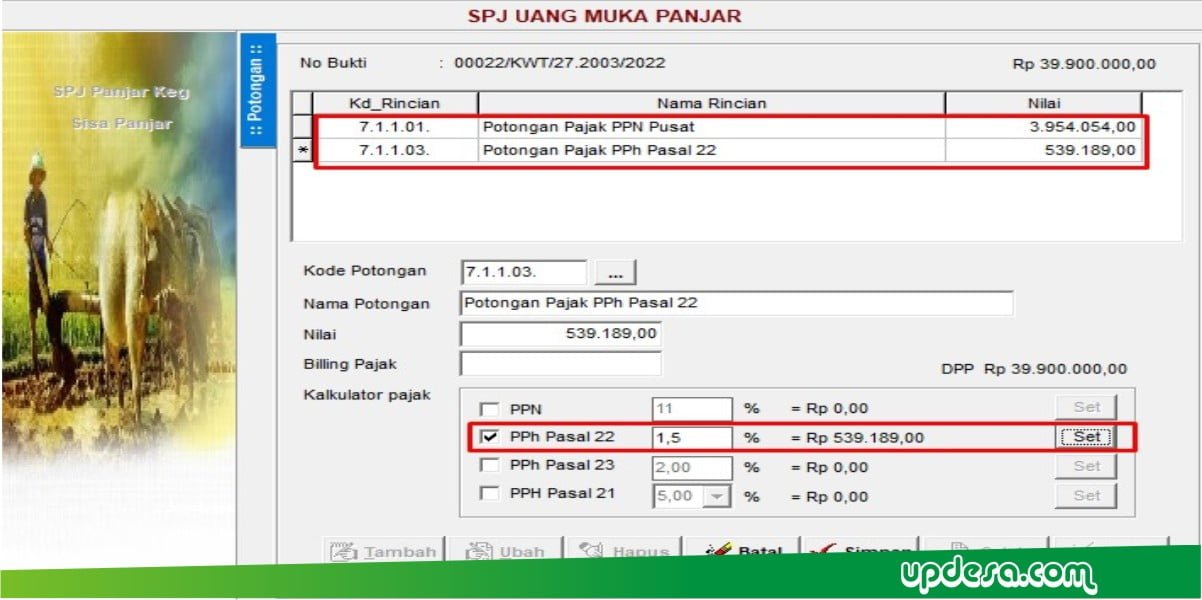 Cara Input Pajak Di Siskeudes - Updesa