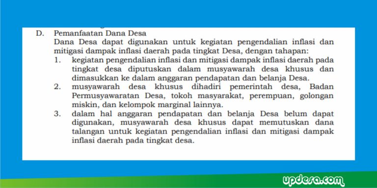 Mitigasi Dampak Inflasi Desa