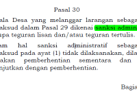 sanksi administratif bagi Kepala Desa yang melanggar sumpah janji jabatan.