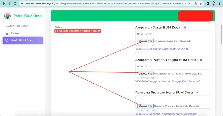 Cara Upload Berkas Pendaftaran Badan Hukum BUM Desa