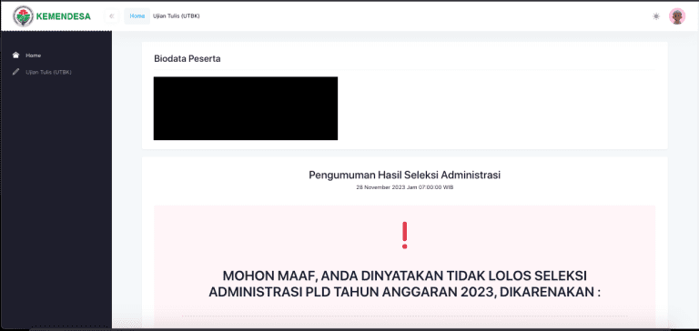 hasil seleksi administrasi PLD Kemendesa 2023