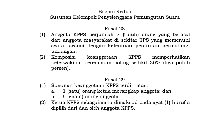 Anggota KPPS berjumlah 7 (tujuh) orang