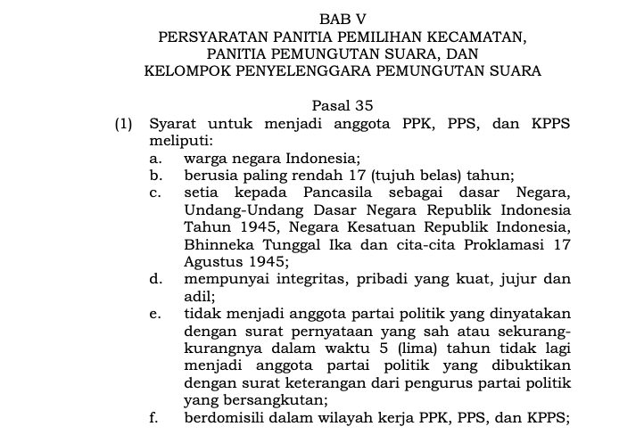 Syarat Anggota KPPS Pemilu 2024
