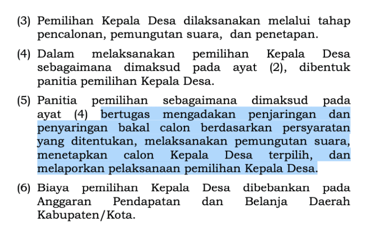 tugas panitia pemilihan kepala desa
