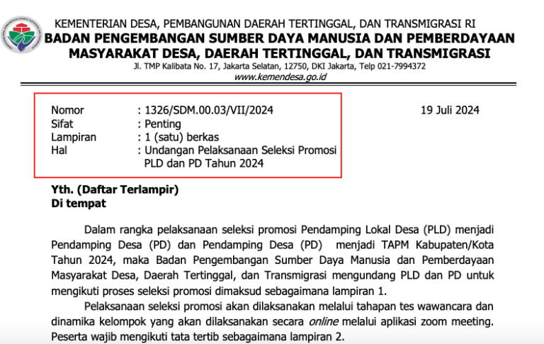 Pengumuman Seleksi Administrasi Pendamping Desa dan Pemanggilan Tes Wawancara dan Dinamika Kelompok