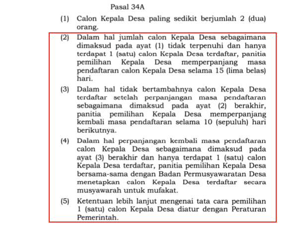 Calon Kepala Desa Hanya 1 Orang