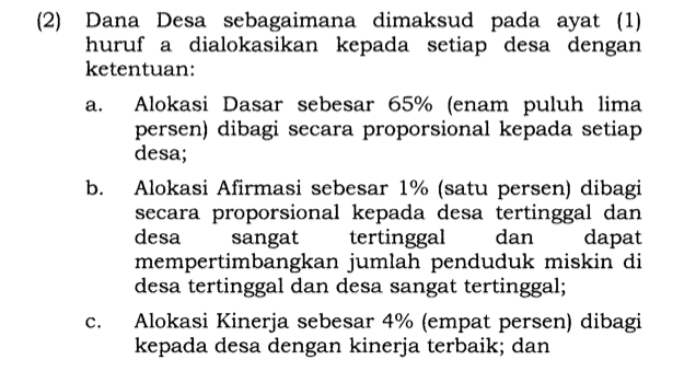 Pengalokasian Dana Desa 2025