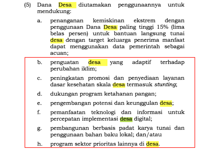 fokus utama penggunaan dana desa tahun 2025