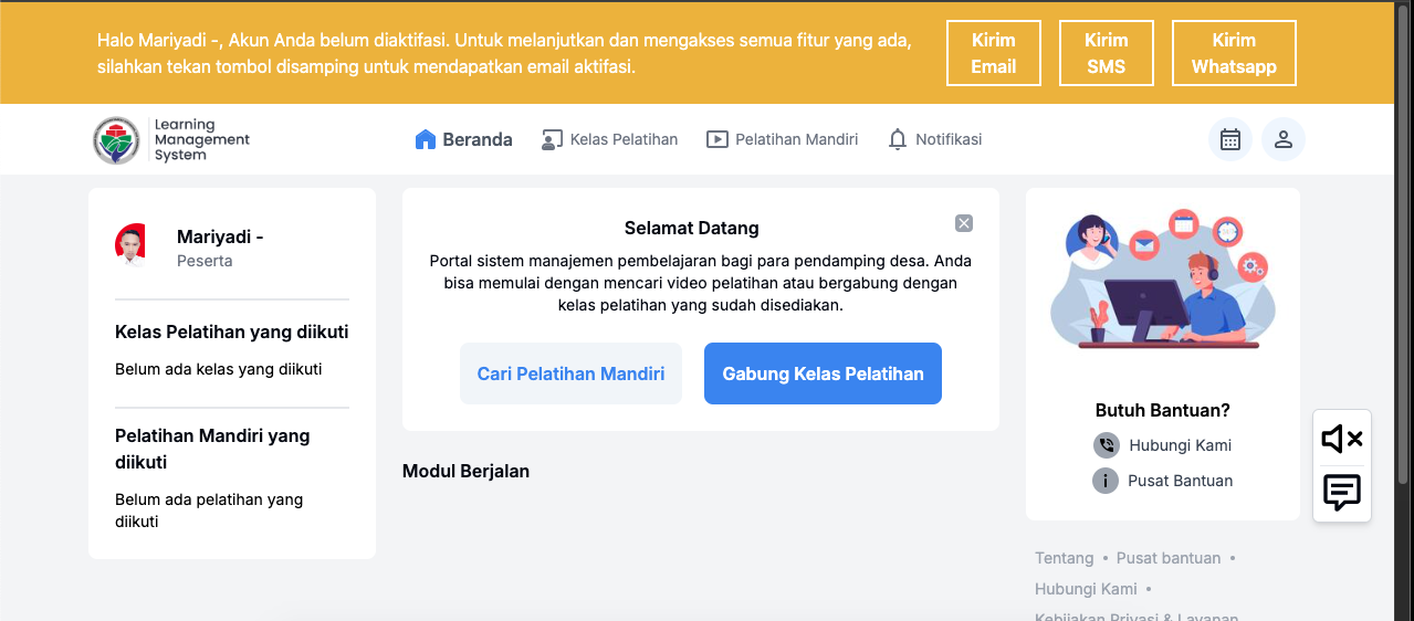 dashboard LMS Kemendes