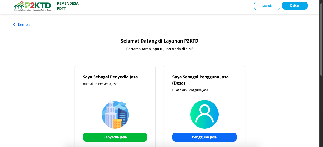 pendaftaran P2KTD Kemendesa