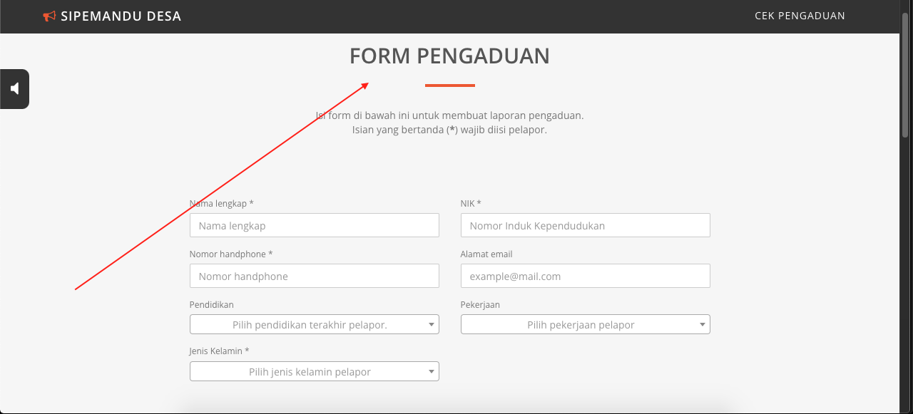 form pengaduan dana desa online