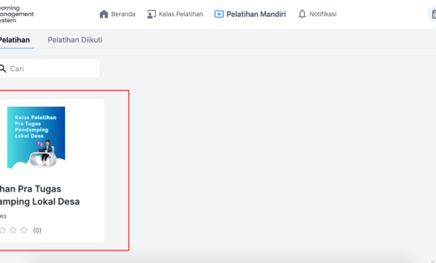 Cara Memunculkan Pelatihan Pra Tugas di LMS Kemendesa