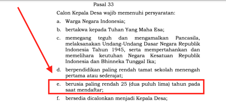 Batas Usia Maksimal Calon Kepala Desa