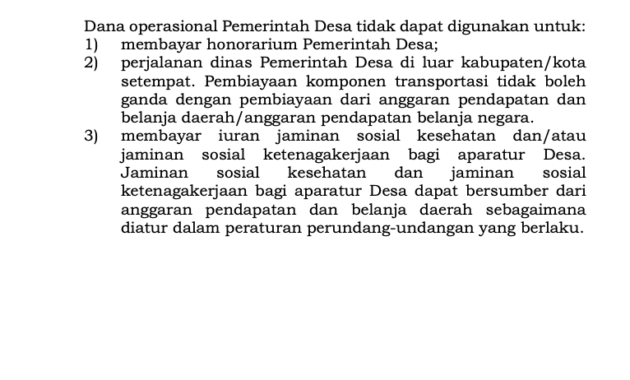Larangan Dana Operasional Pemerintah Desa 3%