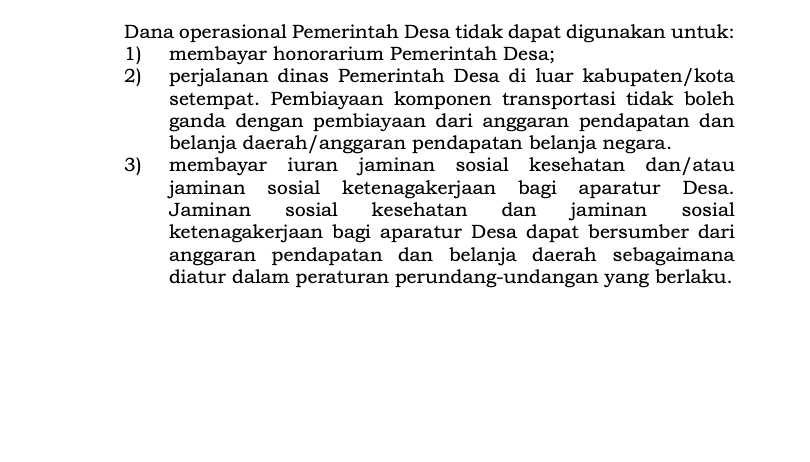 Larangan Dana Operasional Pemerintah Desa 3%