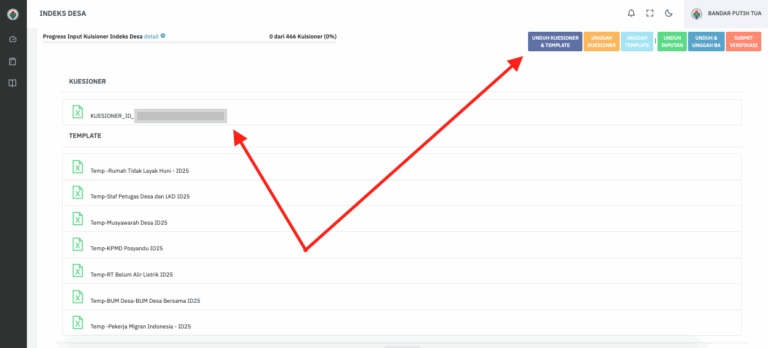 Kuesioner dan Template Indeks Desa