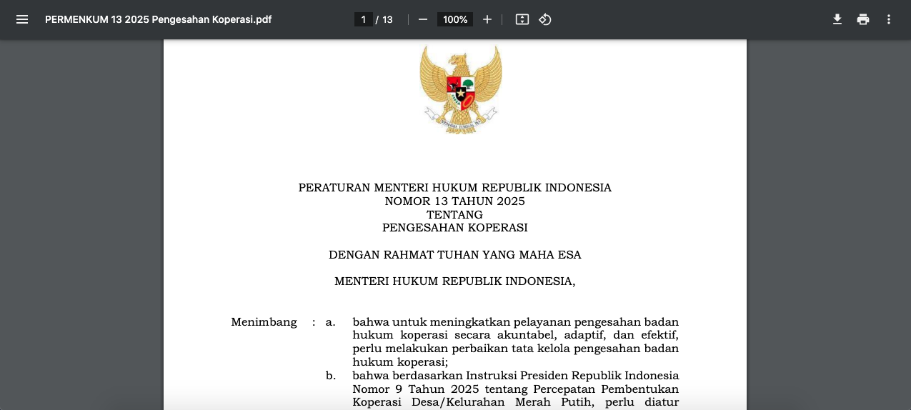 Permenkum 13 Tahun 2025