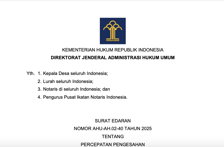 Surat Edaran Kemenhum tentang Koperasi Desa Merah Putih