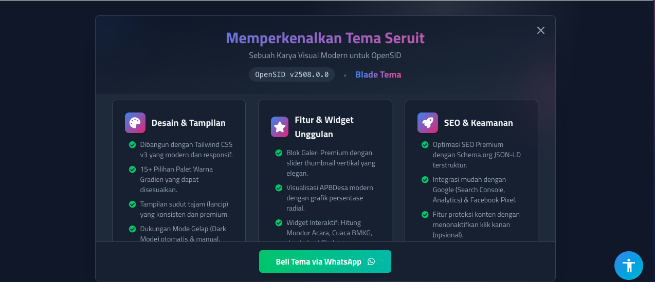 fitur unggulan tema seruit