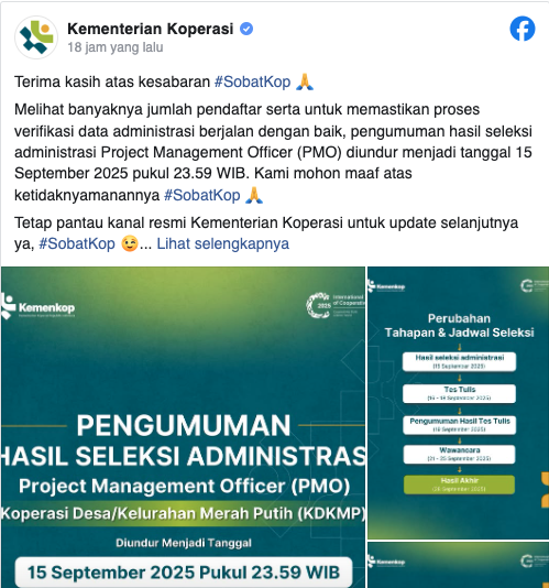 pengumuman pmo kemenkop