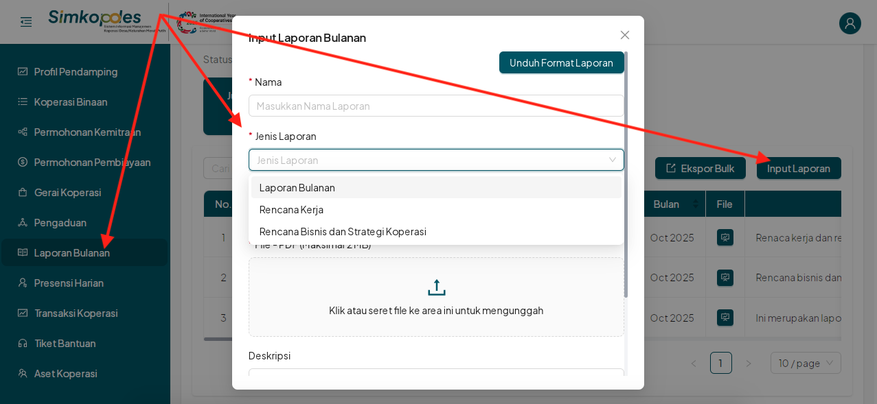 Upload Laporan BA Kemenkop