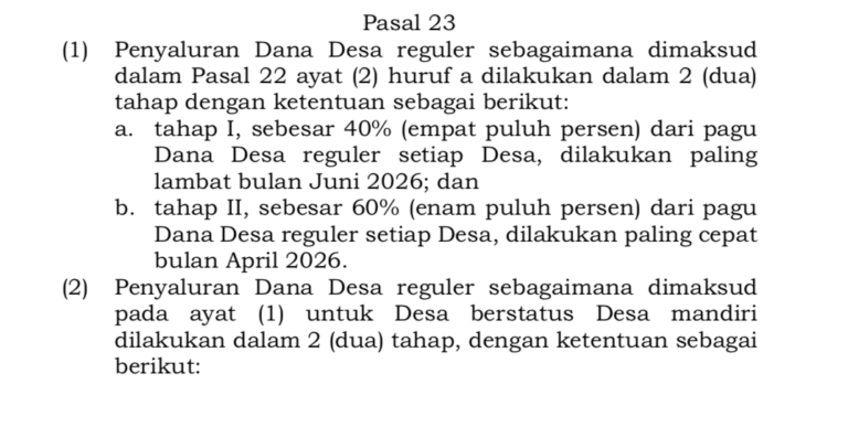 Jadwal dan Tahapan Penyaluran Dana Desa 2026