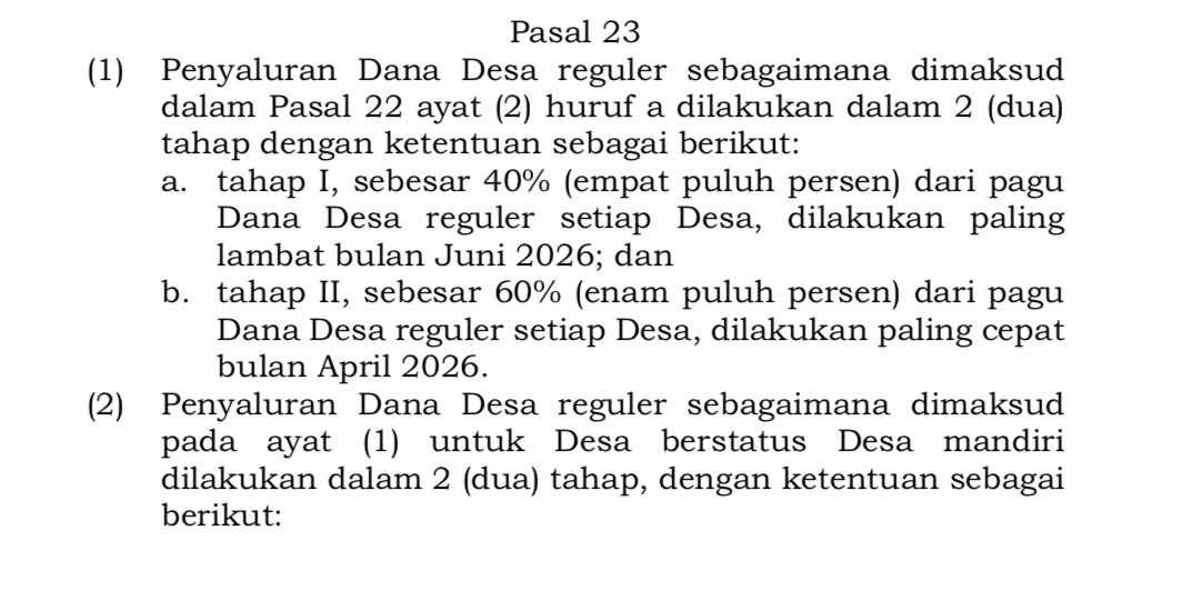 Jadwal dan Tahapan Penyaluran Dana Desa 2026